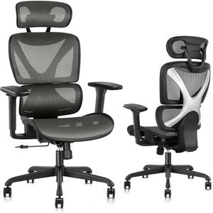 Cadeira GABRYLLY, mesa de malha com apoio lombar, braços 3D ajustáveis, reclinável, encosto de cabeça Assento grande - cadeira ergonômica grande e alta para home office