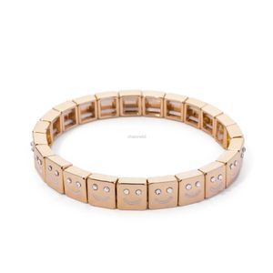 Bangle 2024 new design happy face bracelet for women inlaid diamond beads elastic bracelet handmade jewelry gift accessories 240319