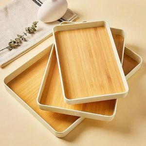 Tea Trays Moldern Holder ModernWood Pattern Cup Tray MultiFunctional Fruit用のヘビーデューティーアンチスリップ長方形ラック