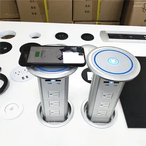 Controllo domestico intelligente 3 Spina americana di alimentazione Cucina nascosta da tavolo Pop-up elettrica 2 prese per caricabatterie wireless USB/presa motorizzata wireless