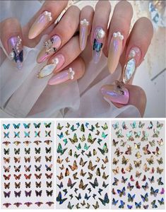 Holographic 3D Nails Stickers Nail Art Butterfly Sticker Decal Butterflies Acrylic Designs Manicure Decoration Tool5714983