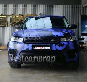 Ubran Blue Black Camo Vinyl Full Car Wrap Camouflage Foil Stickers med camo lastbil som täcker folie hudstorlek 152 x 30m5x98ft4677732