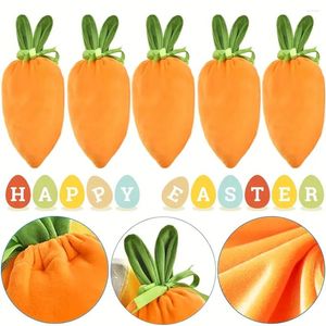 Gift Wrap 5Pcs Easter Carrot Bags Velvet Ear Candy Treat With Drawstring Jewelry Wrapping Pouch For Party Favors Supplies