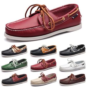 Sapatos casuais masculinos preto lazer prata taupe dlives marrom cinza vermelho verde andando baixo macio multis couro masculino tênis ao ar livre formadores sapatos de barco respirável aa041