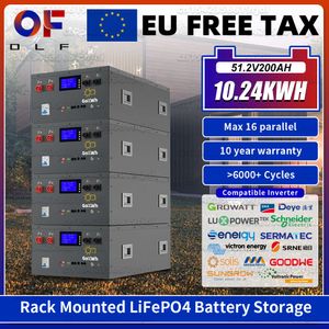 Nytt LIFEPO4 Batteri 48V 200AH Pack 51.2V 10.24KWh med 16S200A SMART BMS för Solar Home Solar Energy Storag Systems 6000+ Cycles