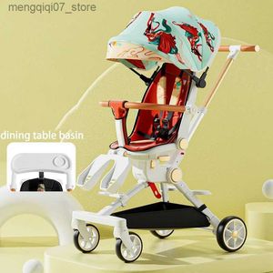 Carrinhos # NOVO carrinho de bebê leve carrinho de bebê carrinho de quatro rodas pode mentir e sentar com placa de jantar carrinho de bebê portátil L240319