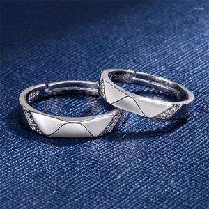 Klusterringar 925 Sterling Silver Par Ring Set Diamond för män och kvinnor Eternal Love Wedding Engagement Party Gift Jewelry