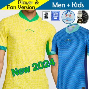 Brasiliens Fußballtrikot 2024 Copa America Cup NEYMAR VINI JR Kinder-Kit-Sets 2025 BRASIL Nationalmannschaft Fußballtrikot 24/25 Home Away Spielerversion 4XL RODRYGO MARTINELLI