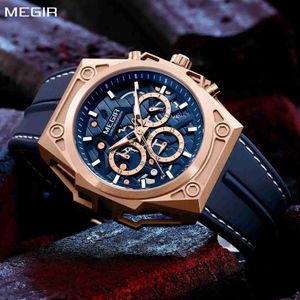 Orologi da polso MEGIR Moda Orologi militari Orologio sportivo da uomo Cinturino in silicone cronografo Orologio da uomo impermeabile Reloj Hombre 240319