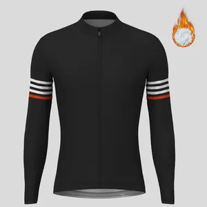 Racing Jackets Stripes Men Winter Thermal Fleece Cycling Jersey Long Sleeve Bicycle MTB Coat Road Bike Sports Clothing