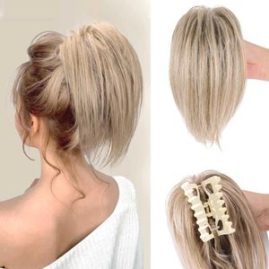 Synthetic Wigs Hair Accessories Messy Bun Hair Piece Claw Clip in Hair Buns Hair Piece for Women Straight Short High Ponytail Tousled Updo For Girls 240328 240327