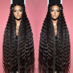 Syntetyczne peruki syntetyczne luźne fala głębokiej 13x6 13x4 HD koronkowa peruka czołowa 30 40 cali 360 pełna fala wodna koronkowa peruka przednia 5x5 HD Curly Human Hair Peruki 240327