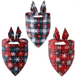 Dog Apparel Christmas Pet Saliva Towel Cat Head Scarf Lattice Snowflake Triangle Double Sided Triangular Bandage Accessories Supplies