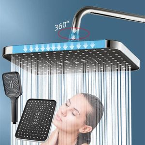 4 Mode Adjustable Shower Head High Pressure Water Saving Mixer with Selfcleaning OneKey Cut Shift Bathroom Accessories 240314