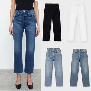 Kvinnors jeans ioo 2024 Vår- och sommaren Tote Cotton Backlap rakt bekväma casual byxor Kvinnor Hög kvalitet