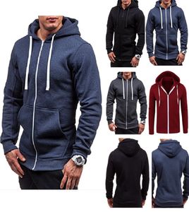 Ny tjock huva Tee Slim Zip Mens Long Sleeve Muscle Warm Zipup Hoodie Slim Fit Sweatshirt Gym4846170