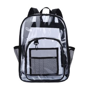 Mode PVC transparent ryggsäck stora kapacitetsstudenter skolväska vattentät tvättförvaring väska