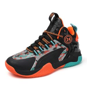 Sapatos Hot Sale Kids Sapatos de Basquete de couro para crianças Running tênis de tênis não deslizam sapatos de esportes de basquete respiráveis homens treinando