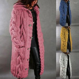 Women's Knits Fall Winter Thick Warm Oversized Cardigan Sweater Autumn And Long Coat Twisted Rope Solid Color Knitted Sweat