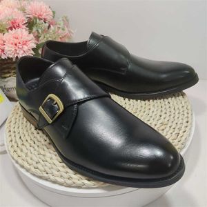 Sapatos Monk Strap HBP Não-marca Durável Confortável Dedo Apontado Couro Vestido Casual para Homens