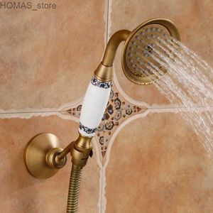 Soffioni doccia da bagno Doccetta in ceramica in ottone antico Stile telefono Spruzzatore doccia a risparmio idrico Soffione doccia a risparmio idrico Y240319