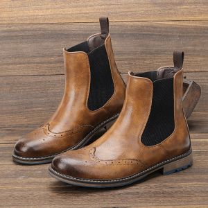 Boots Size 39~48 Brogue Chelsea Men Boots Classical American Style Leather Boots #Al664