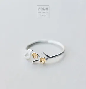 Wedding Rings Punk Vintage Bird Flower For Women Men Simple Adjustable Open Finger Ring Party Gift Trend Jewelry 2024