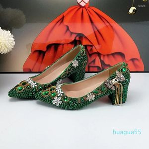 Dress Shoes Bao Green Pearl Bridal Wedding Women's Party And Banquet High Heels