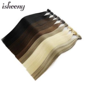 Extensions Isheeny 14" 18" 22" Remy Micro Beads Hair Extensions In Nano Ring Links Human Hair Straight 9 Colors Blonde European Hair