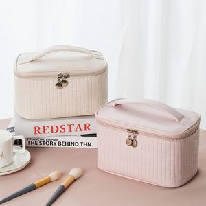 Borsa per cosmetici multifunzionale Borsa da toilette per trucco da donna in PU da tavolo Borsa da toilette portatile da viaggio di grande capacità YFA2028