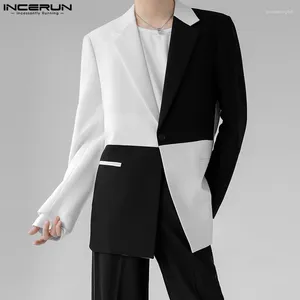 Ternos masculinos Incerun Tops 2024 estilo coreano homens bonitos preto branco contrastante terno elegante masculino drape design manga comprida blazer S-5XL