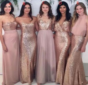 Sequins With Chiffon Long Style Girl Cool Bridesmaid Dress Chinese Mermaid A line Style Wedding Guest Dresses Inspiration2739871