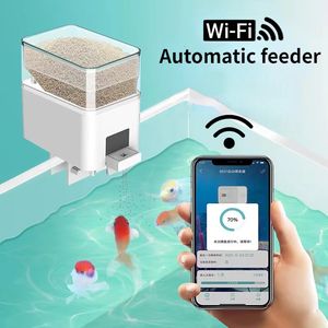 Automatischer Futterautomat für Aquarien, Timing/WLAN, kabellose Smartphone-App, intelligenter Lautsprecher, Sprachfernbedienung, Fischfütterung 240314