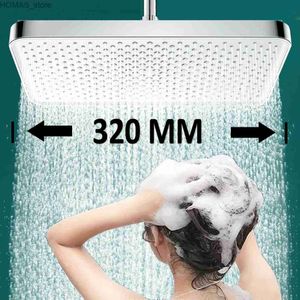 Badezimmer-Duschköpfe, 320 mm, großes Panel, großer Durchfluss, Supercharge, Regenfall, Deckenmontage-Duschkopf, Splitter, 4 Modi, Hochdruck-Massage, Badezimmer-Dusche Y240319