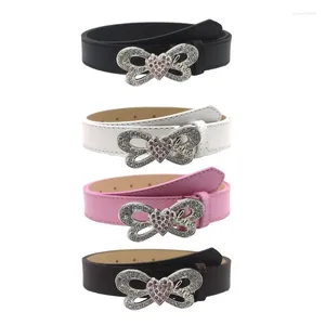 Belts Delicate Waist Belt With Heart&Butterfly Buckle Female Girl Universal PU