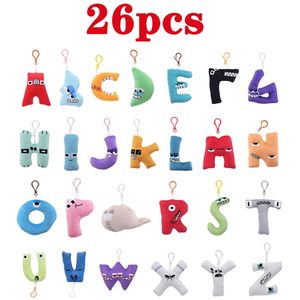 26PC Alphabet Lore Buchstabe Schlüsselanhänger Plüschtiere Legende Anhänger Puppen für Kinder Aufklärung Früherziehung Puppe für Kinder Geschenk 240312