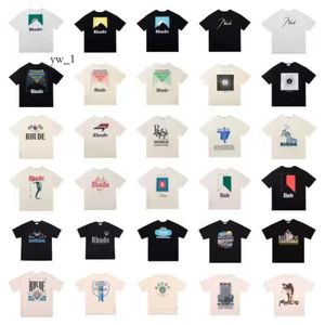 Rhude Shirts Designers T Shirts For Summer Mens T Shirt Fashion Trend Brand Polos Shirt Womens Tshirts Clothing Short Sleeved Large Plus Size 100% Cotton Tees 7574