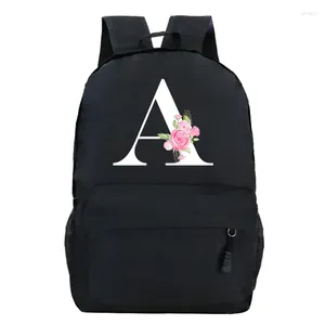 Zaino Zaini per la scuola per giovani ragazzi e ragazze Grafica Fiore A-Z Alfabeto Floreale College Harajuku Moda Zaino da viaggio Borsa da donna