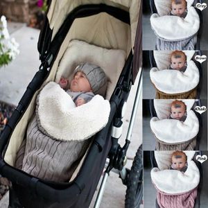 Blankets Lioraitiin Swaddle Wrap Baby Blanket Born Infant Knit Crochet Cotton Sleeping Bag Hooded