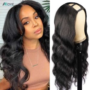 Synthetic Wigs Synthetic Wigs Allove U V Part Wig Human Hair 30 Inch Glueless Body Wave U Shape Wig Full Machine Made Wig Brazilian Human Hair Wigs For Women 240327