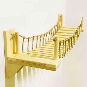 Scratch Bridge Struttura da arrampicata Casa sull'albero in legno Letto Amaca Tiragraffi in sisal Mobili per gatti Montaggio a parete 1 set 120 cm