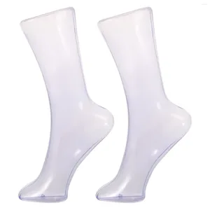 Dekorative Platten Kunststoff Transparent Fuß Form Mannequin Display Für Socken Stand Modell Kleid Fußkettchen Gefälschte Füße