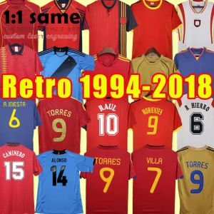 Camiseta de futbol retro futbol formaları espana 1994 1996 2002 2000 2010 futbol gömleği vintage vintage David Villa Hierro Torres Fabregas Espagne 94 96 02 08 10 12