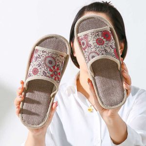 HBP Non-Brand Sommer-Hausschuhe im chinesischen Stil, Bambus-Rattan-Strohmatten, Leinen-Hausschuhe für Damen und Herren, rutschfeste Sandalen für den Innenbereich