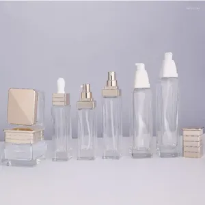 Vorratsflaschen 6 Stück Leere klare Cremegläser Augentopf Presse Lotion Glas Emulsionsbehälter Großhandel Kosmetik Nachfüllbare Box