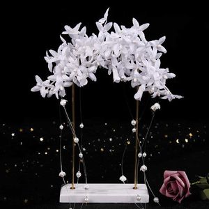 Tiaras de luxo feminino presentes jóias jóias de casamento flor jóias de cabelo artesanal pérola cristal cabelo com flores brancas cocar de noiva Y240319