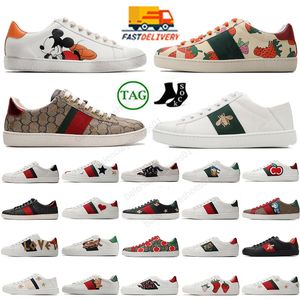 Fashion Casual Shoes Mens Womens White Flat 1977s Green Red Embroidered Couples Italy Cartoons Low Sneakers äkta ess Bee Leather Tiger Snake Brodery Tennis