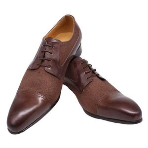 HBP bez marki ręcznie robione męskie Oxfordowie oryginalne skórzane sukienki brązowe czarne buty biznesowe ślub formalne buty derby dla mężczyzn