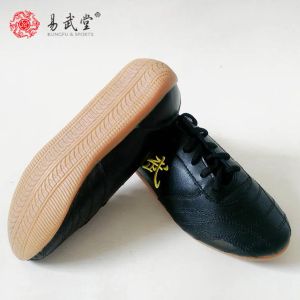 Botlar Yiwutang Çin Kung Fu Ayakkabı Siyah Tai Chi ve Taiji Ayakkabı Deri Wu Shu Erkekler veya Kadın Dövüş Sanatları Ürünleri Taekwondo