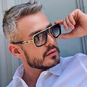 Retro Mens Square Solglasögon Brand Designer Mens Ladies Fashion Luxury Classic Big Frame Gradient Driving Solglasögon UV400 240306